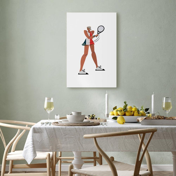 Quadro - Tennis Player With a Racket on a Light Background - Illustration