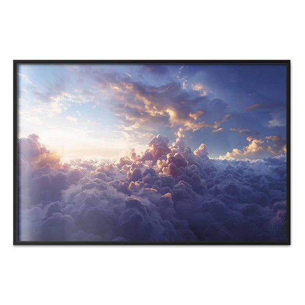 Poster - Sun in Hiding: The Golden Face of the Sky Over the Cloudy Sea