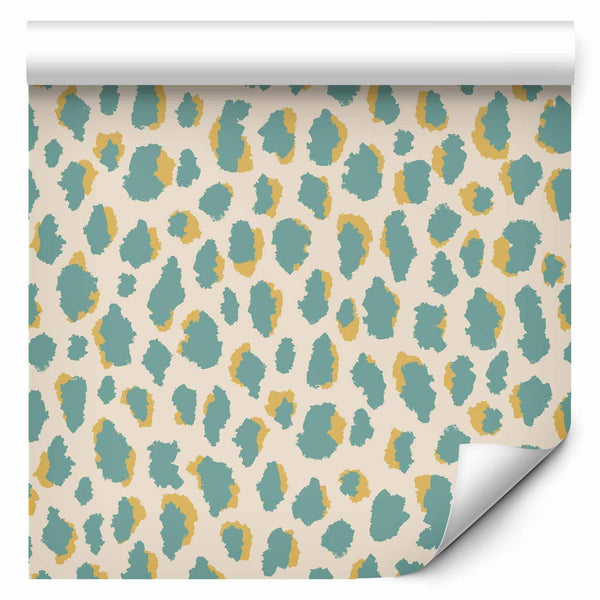Tappezzeria murale - Giraffe Pattern - animal pattern in turquoise spots on a light background