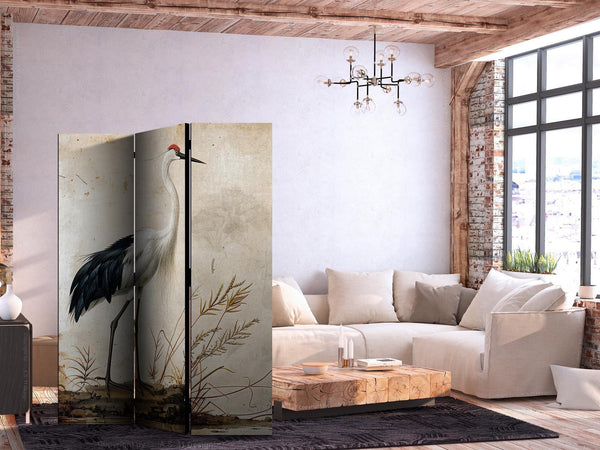 Paravento - Birds from an old engraving - vintage-style illustration depicting a heron and a crane