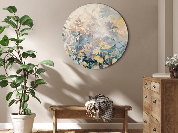 Quadro rotondo - Tapestry Pattern with a Meadow and Flowers Kilim with a Spring Motif