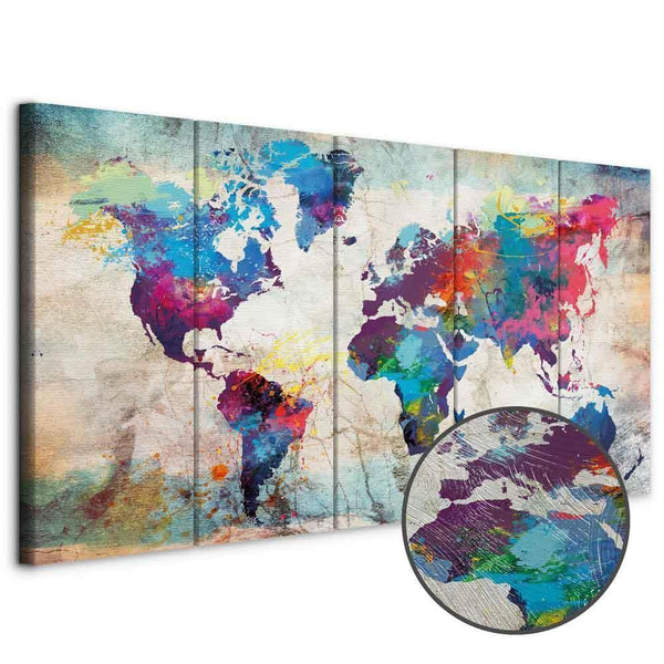 Quadro - World Map: Cracked Wall