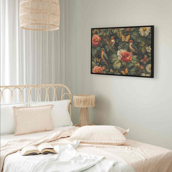 Quadro - Flowers, birds and butterflies – vintage-style illustration