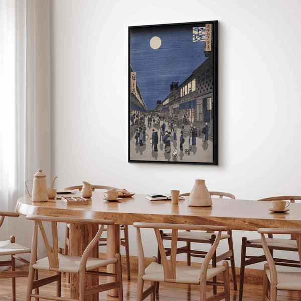 Quadro - Utagawa Hiroshige – Night time view of Saruwaka Street