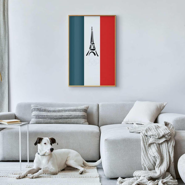 Poster - Graphic Eiffel Tower Against the French Flag