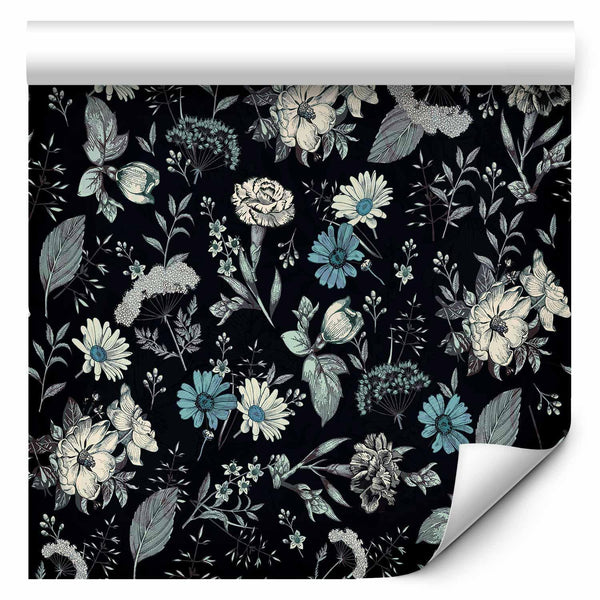 Tappezzeria murale - Fragrant flowers and herbs - blue