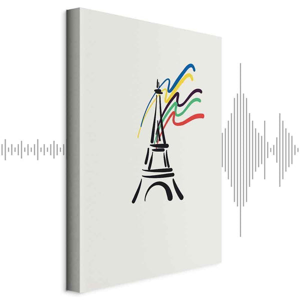 Quadro - Eiffel Tower and Colorful Ribbons