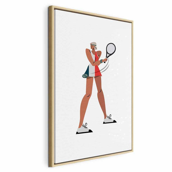 Quadro - Tennis Player With a Racket on a Light Background - Illustration