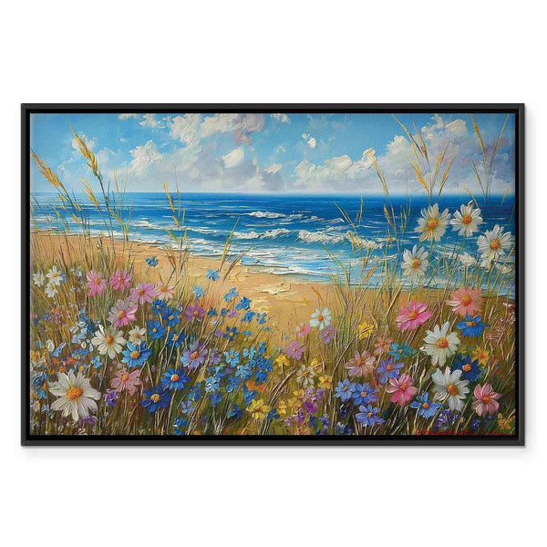 Quadro - Seascape – wildflowers and a view of the rough sea