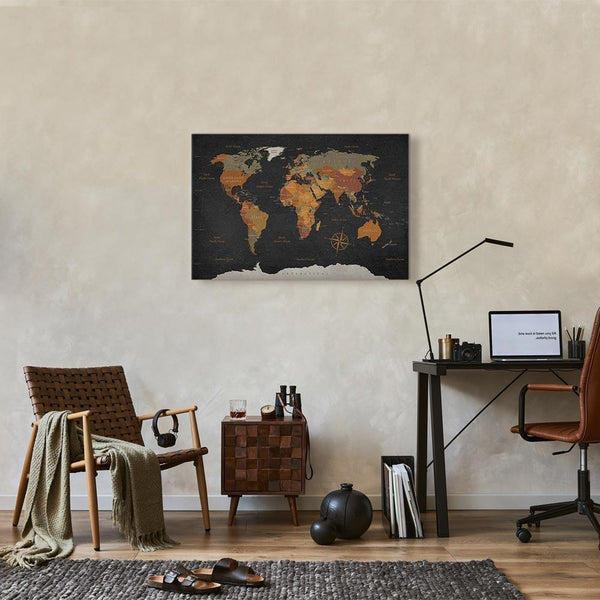 Quadro - World Map: Secrets of the Earth