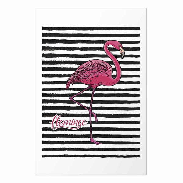 Poster - Black Stripes and Flamingo