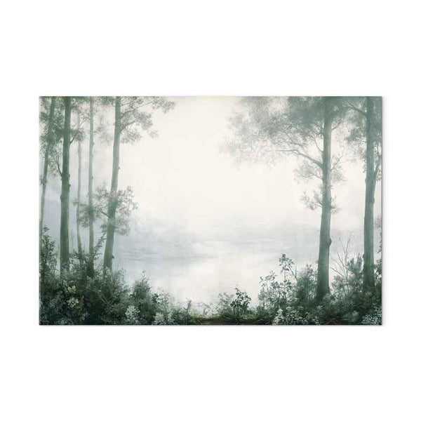 Quadro - Retro Landscape Grove Trees and Pond in Patinated Shades of Green