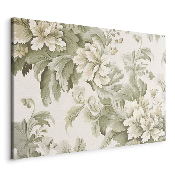 Quadro - Retro Vintage Flowers in Delicate Cream and Green Colors