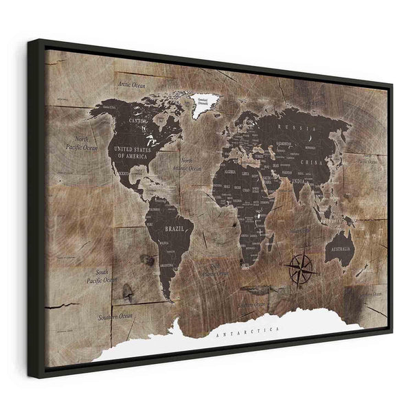 Quadro - World Map: Wooden Mosaic