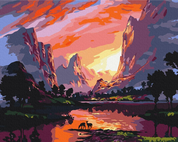 Quadro fai da te - Sunset behind the mountains