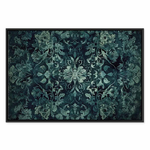 Quadro - Oriental Pattern Carpet: Emerald Ornaments and Worn Patterns