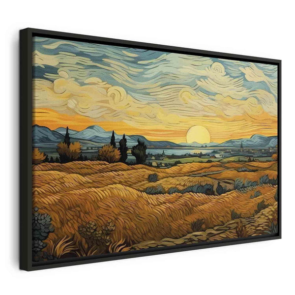 Quadro - Impressionistic fields - painted golden landscape with fields of grain