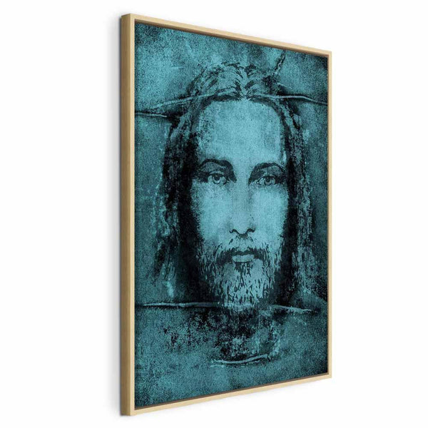 Quadro - Shroud of Turin in Turqoise (1 Part) Vertical