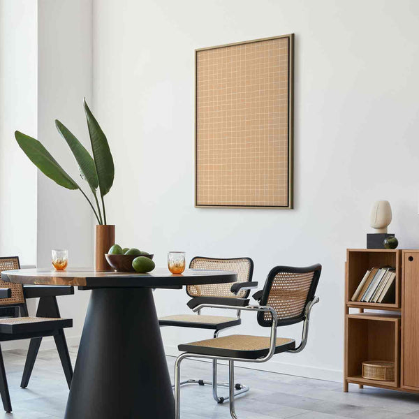 Quadro - Waving Lines - Creamy Grid on a Noisy Pastel Background