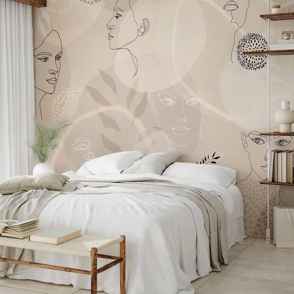 Carta da parati - Beige Line Art