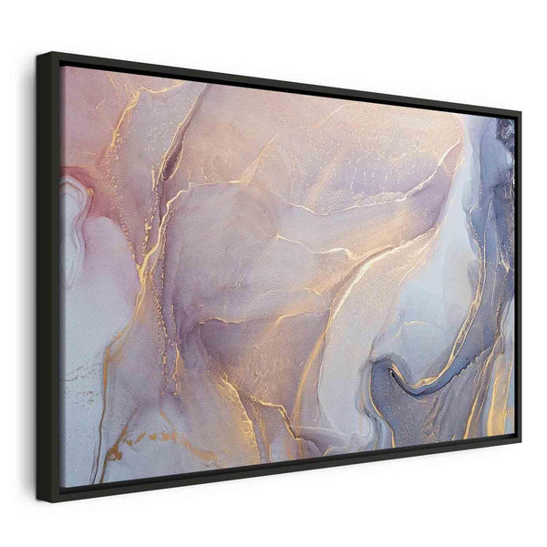 Quadro - Pink and blue marble - abstract watercolour with gold accents