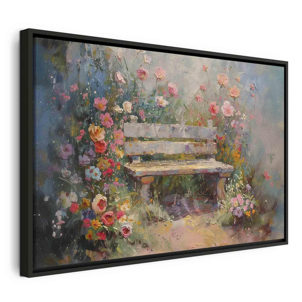 Quadro - Flowery bench - impressionist painting full of flowers
