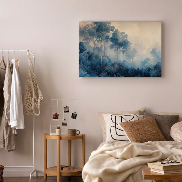 Quadro - Landscape with Trees in Illustrative Style Fairy-Tale Blue Forest