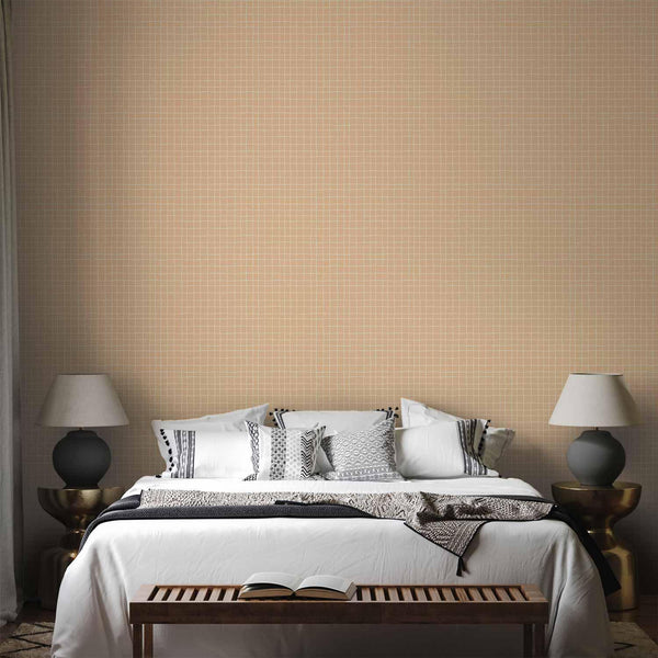 Tappezzeria murale - Waving Lines - Creamy Grid on a Noisy Pastel Background