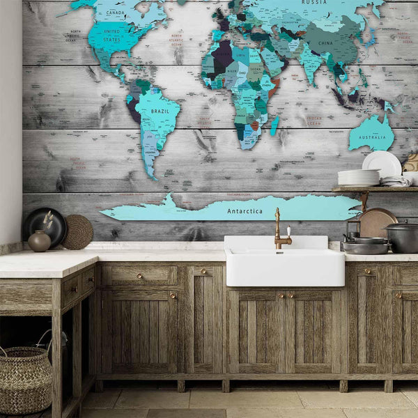 Carta da parati - World Map: Blue Continents