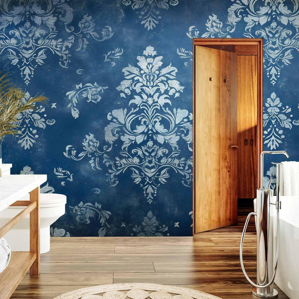 Carta da parati - Retro Ornament Decorative Motif in Worn Blues