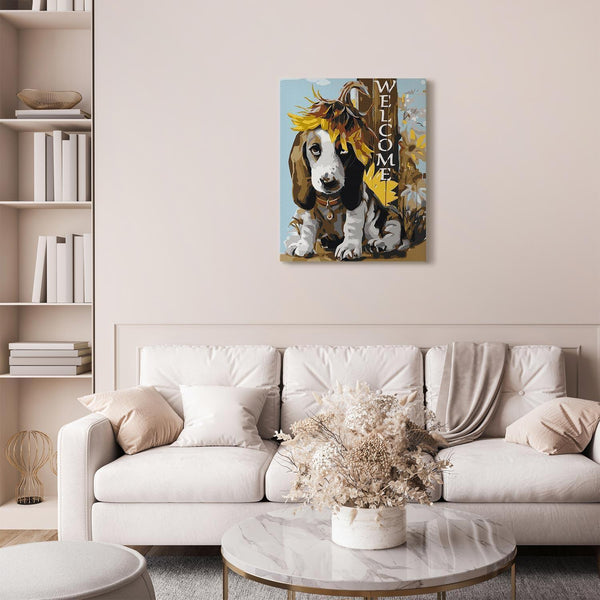Quadro fai da te - Dog and Sunflowers