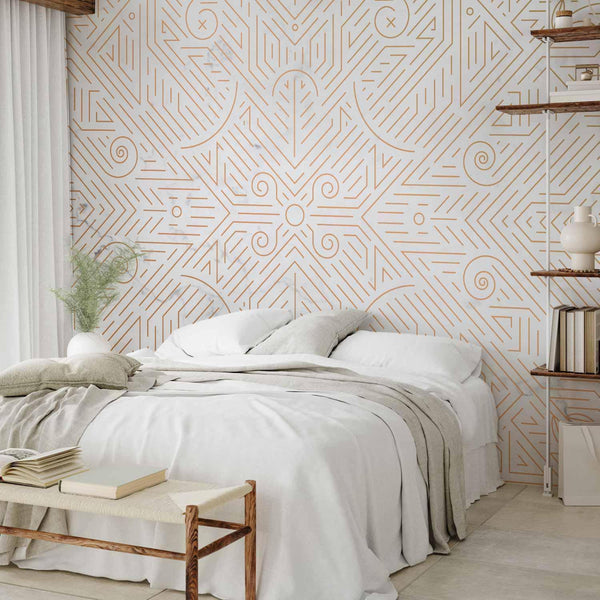 Carta da parati - Geometric Pattern Shades of Gold and Marble Stone