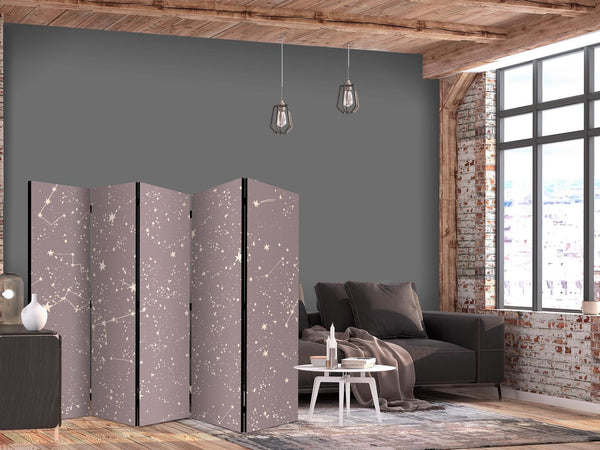 Paravento - Night Sky - Artistic Constellations and Stars in Pastel Shades