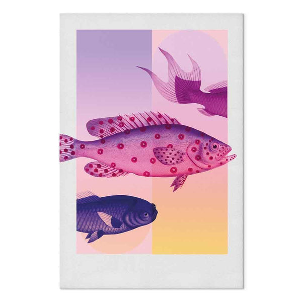 Quadro - Fish in Pastels - Stylized Fish Against Gradient Shapes