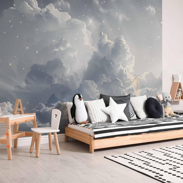 Carta da parati - Astral Calm: Stars Scattered Over Delicate Clouds
