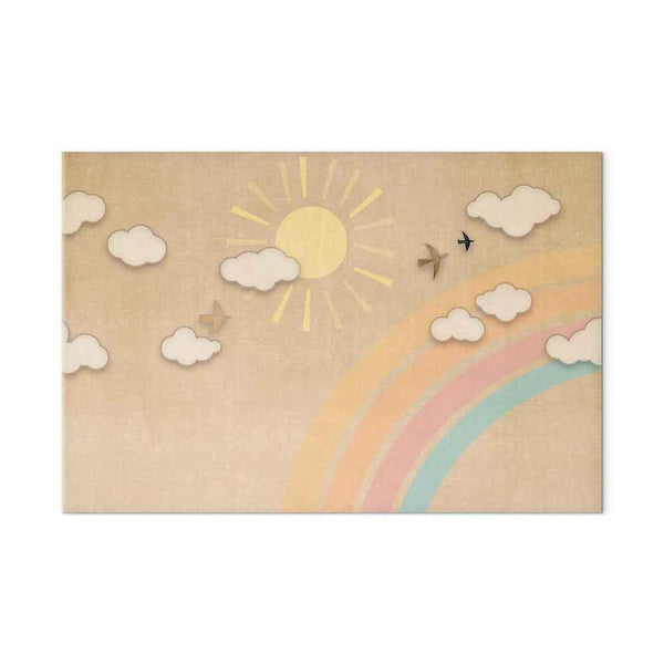 Quadro - Holiday Sky - Sunny Day with a Rainbow and Flying Birds