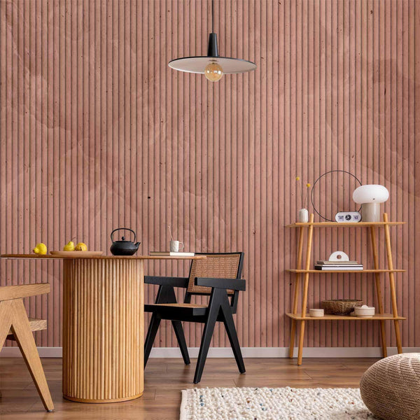 Carta da parati - Pink reed - solid background with textured vertical stripes with pattern