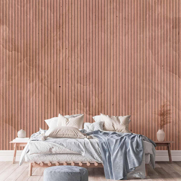 Carta da parati - Pink reed - solid background with textured vertical stripes with pattern