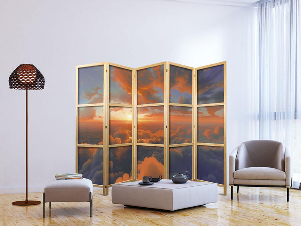 Paravento giapponese - When Dawn Tickles the Clouds: A Spectacle of Colors on the Morning Sky