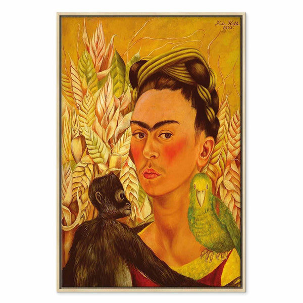 Quadro - Frida Kahlo – Self-Portrait with Monkey and Parrot