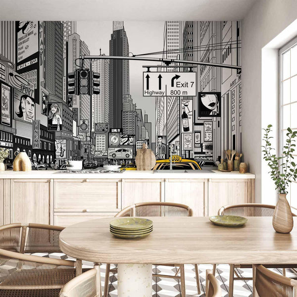 Carta da parati - Comic book city - New York street in pop art style