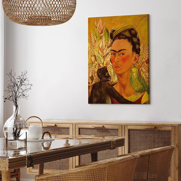 Quadro - Frida Kahlo – Self-Portrait with Monkey and Parrot