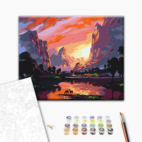 Quadro fai da te - Sunset behind the mountains