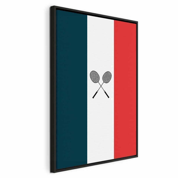 Quadro - Black Badminton Rackets Against the Backdrop of the French Flag