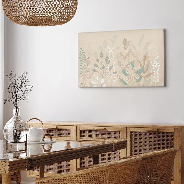 Quadro - Morning in the Meadow - Various Pastel Plants on a Beige Background