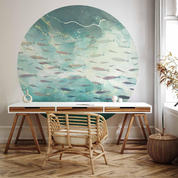 Carta da parati rotonda - School of small fish