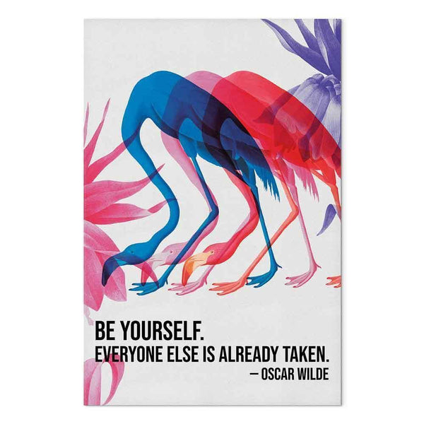 Quadro - Colorful Flamingos - Inspirational Quote with Colorful Bird Silhouettes