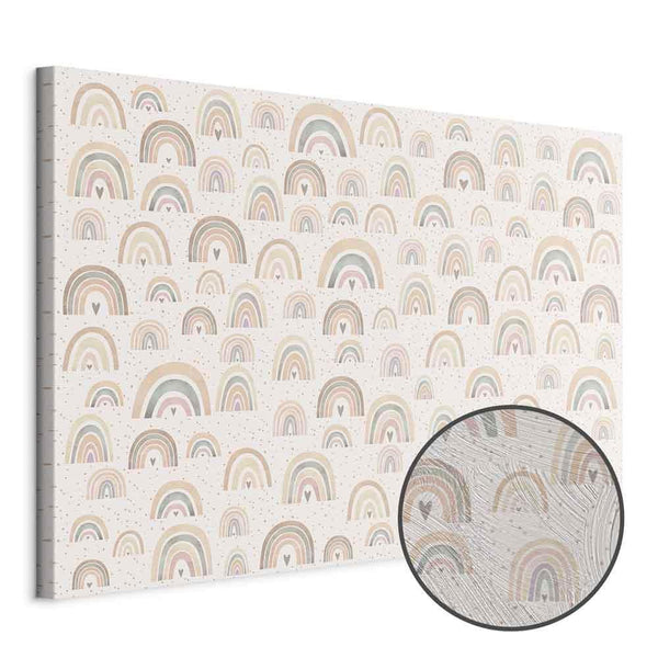 Quadro - Spring - Pastel Rainbows with Hearts on a Rainy Day
