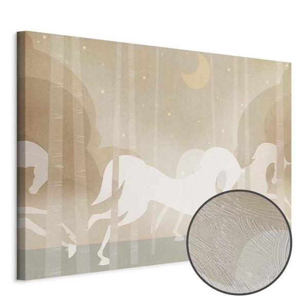 Quadro - Moon Horses - Horses Galloping Among Trees on a Starry Night