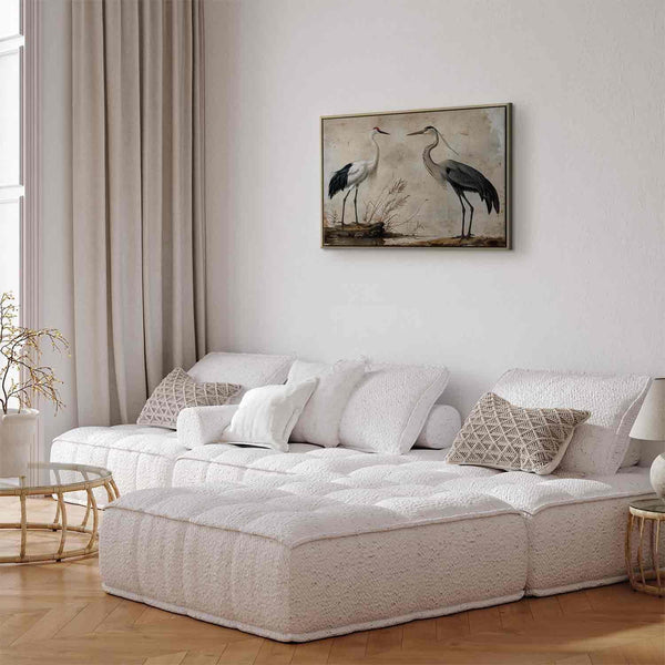 Quadro - Birds from an old engraving - vintage-style illustration depicting a heron and a crane